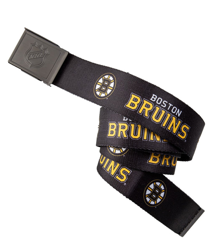 NHL Mens Woven Adjustable Team Logo Belt- Boston Bruins Belt Swatch