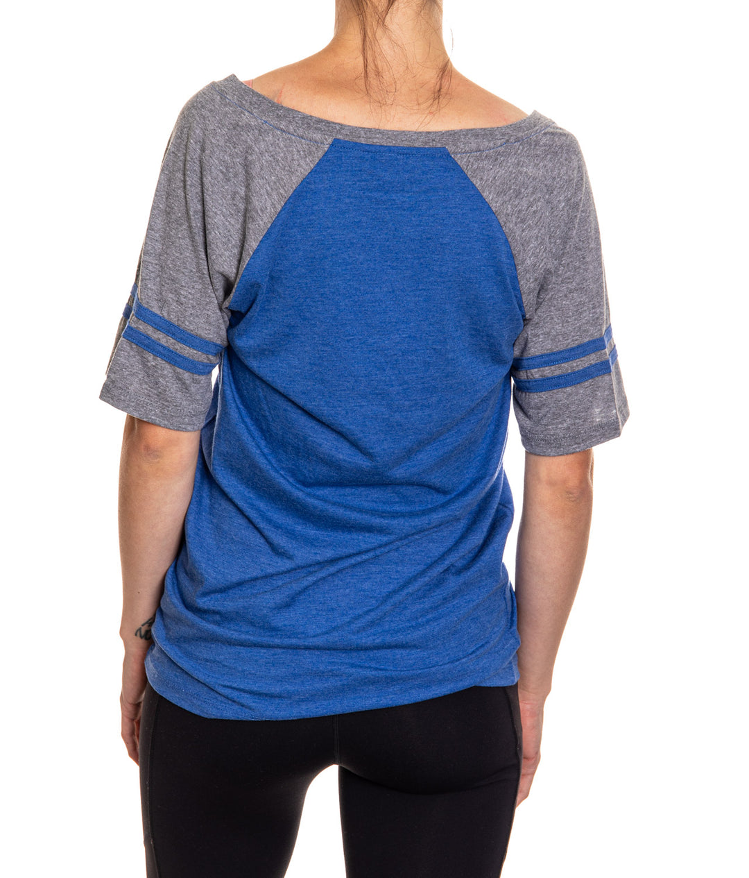 Bulletin MLB Toronto Blue Jays Women's Tri-Blend V-Neck Striped Sleeve T-Shirt