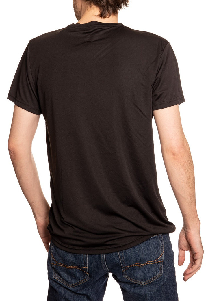 Chicago Blackhawks Distressed Logo Short Sleeve T-Shirt Back View, In Black.