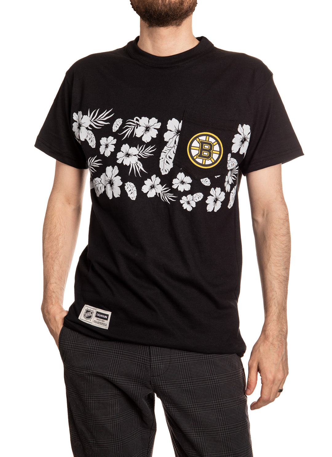 Boston Bruins Hibiscus Print Pocket T-Shirt