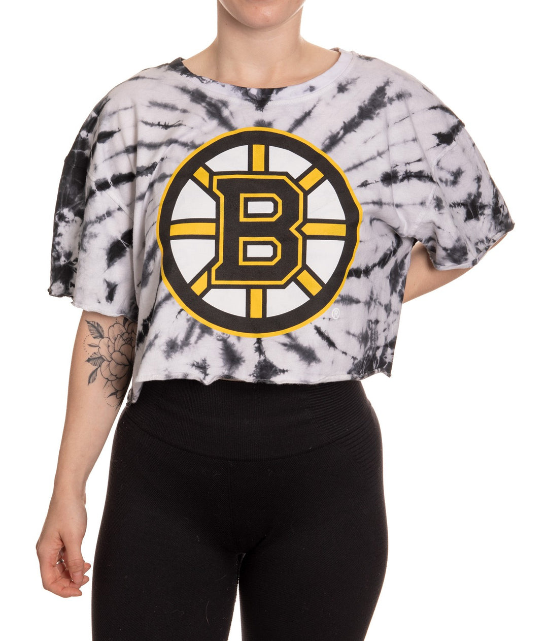 Boston Bruins Tie Dye Crop TOp Front View