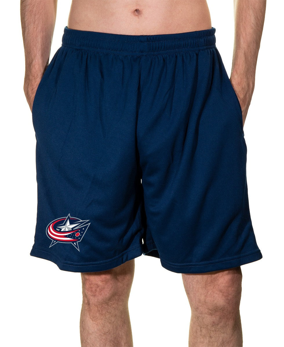 NHL Mens Air Mesh Shorts- Columbus Blue Jackets