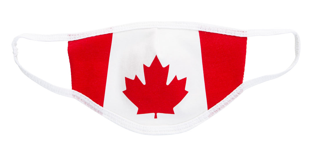 Canada Flag Face Mask. Flag Takes Up The Entire Face Mask . Red and White.