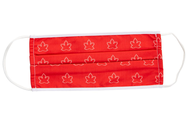 Canada Maple Leaf Print Face Mask. White and Red.