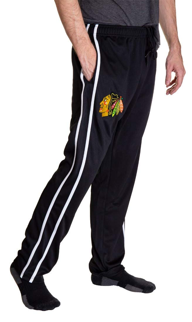 NHL Men's Striped Training Pant- Chicago Blackhawks Side Pocket 
