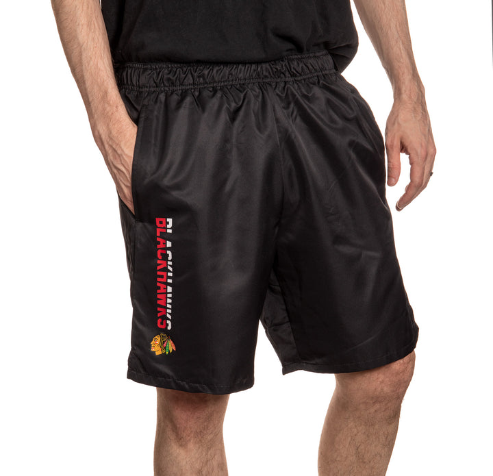 Chicago Blackhawks Quick Dry Shorts in Black Front View