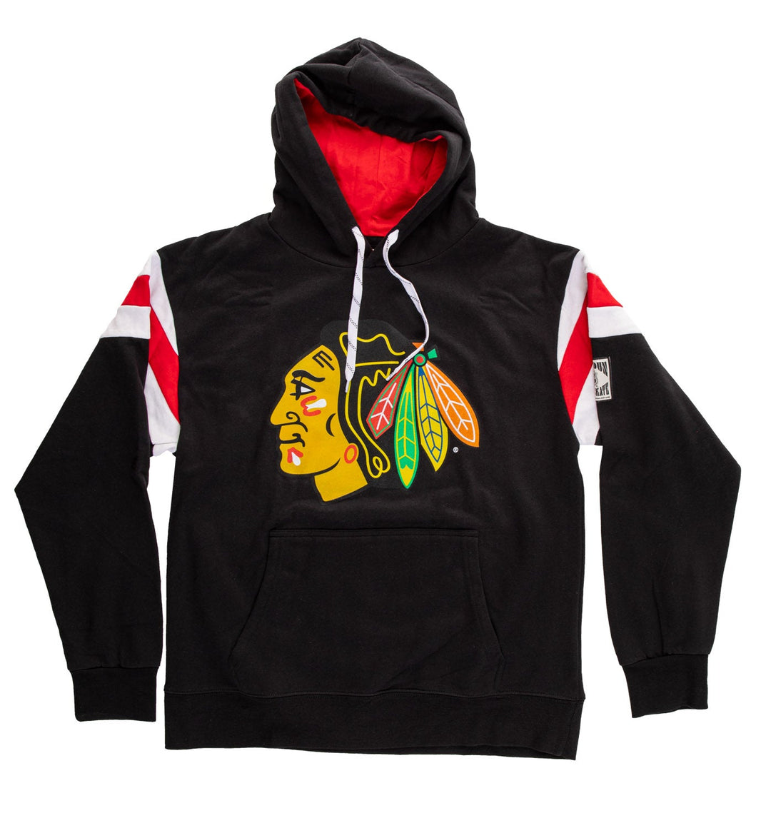 New NHL Chicago Blackhawks old time jersey style mid weight cotton hoodie  men S