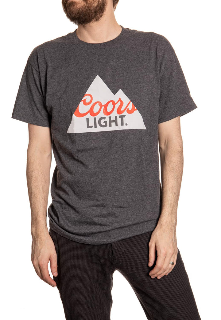 Coors Light Classic Logo T-Shirt on Grey Shirt, Front View.
