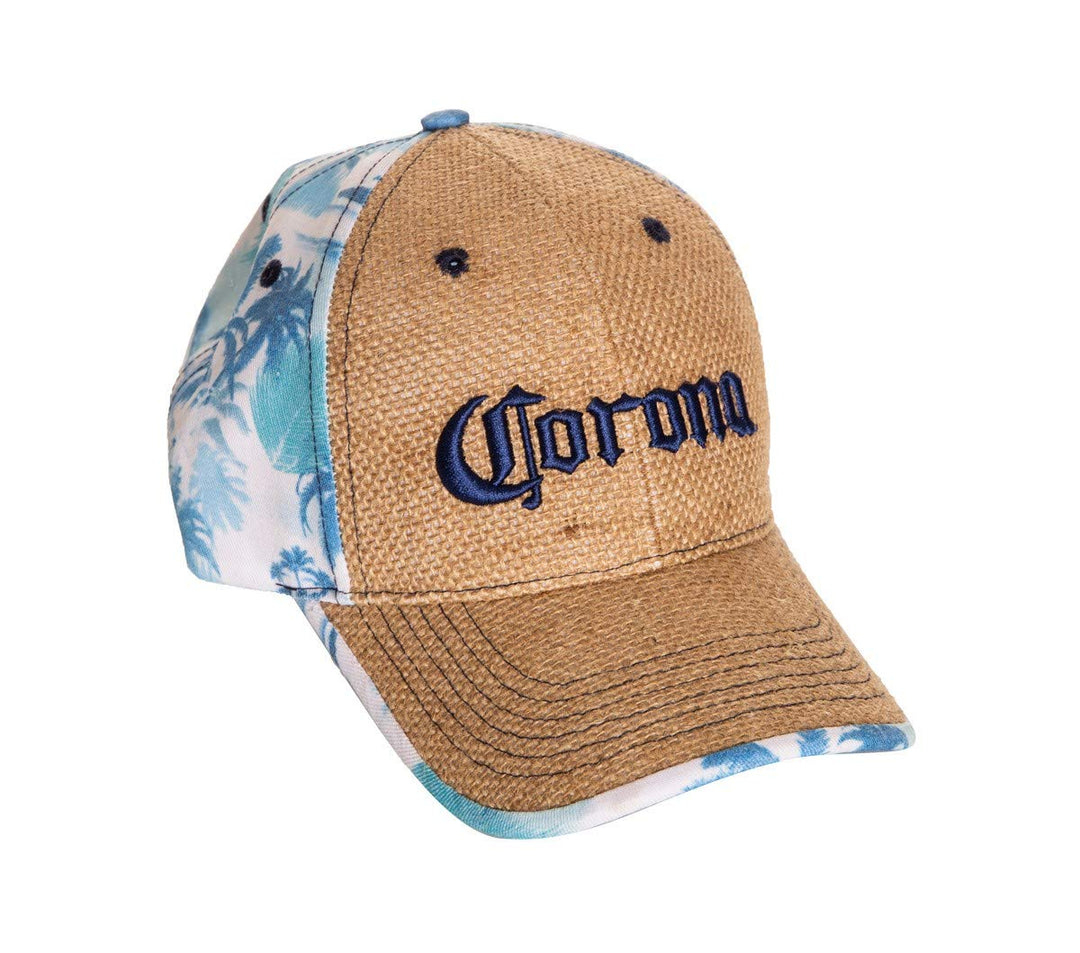 Corona Blue Palm And Straw Dad Hat Front View