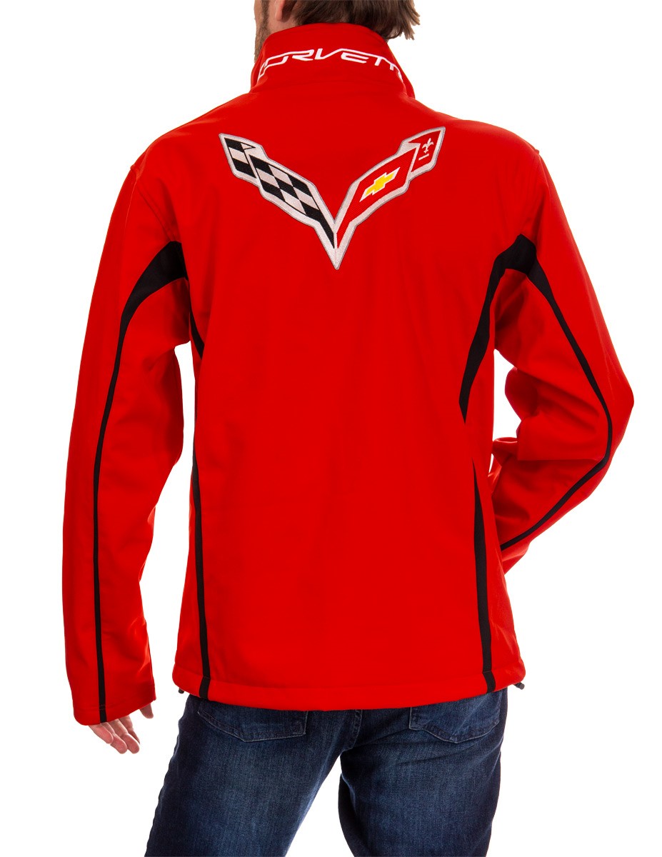 Chevrolet Corvette Men's Jacket- Red Back With Logo