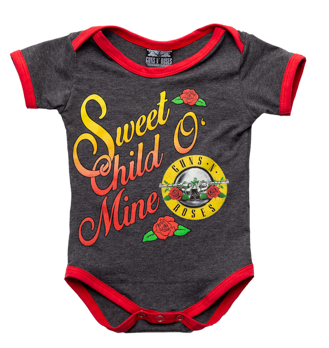 Guns N Roses Sweet Child O' Mine Baby Diaper Suit Romper- Charcoal