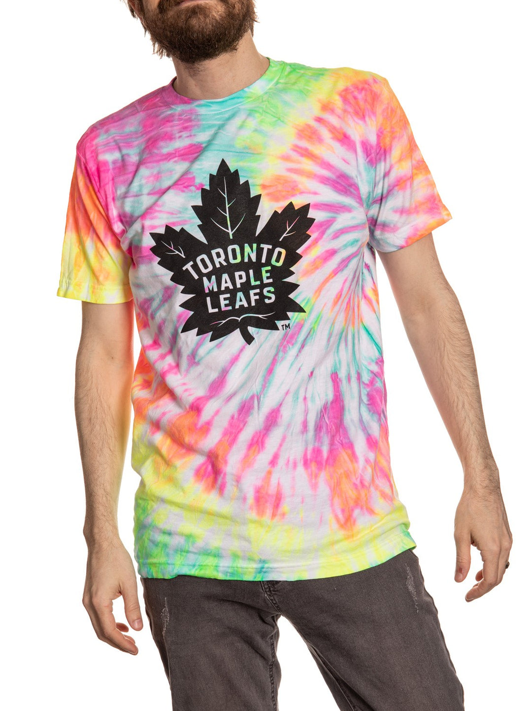 Toronto Maple Leafs Rainbow Neon Tie Dye Front View