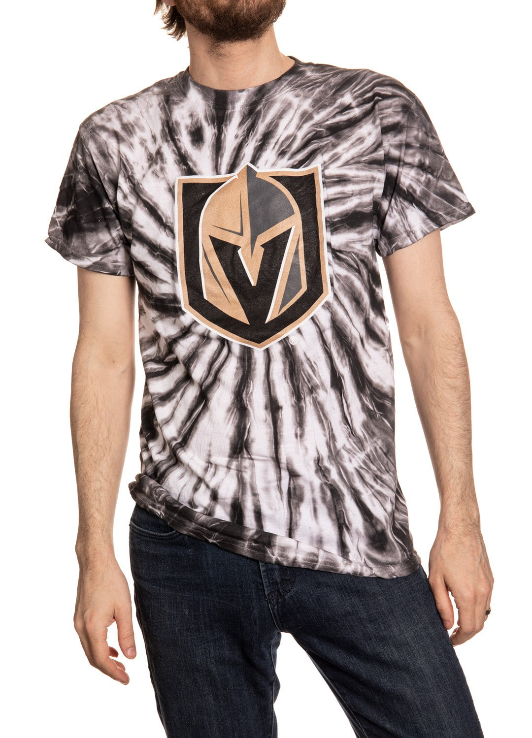 Vegas Golden Knights Black Spiral Tie Dye Front View