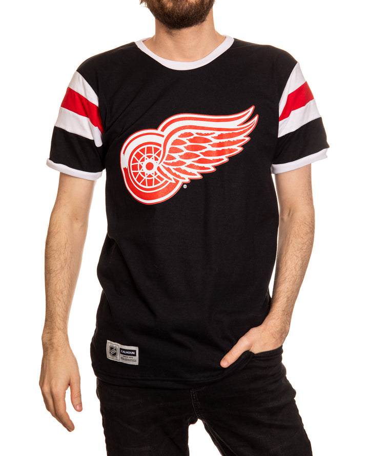 Detroit Red Wings Shoulder Stripe Varsity Inset T-Shirt