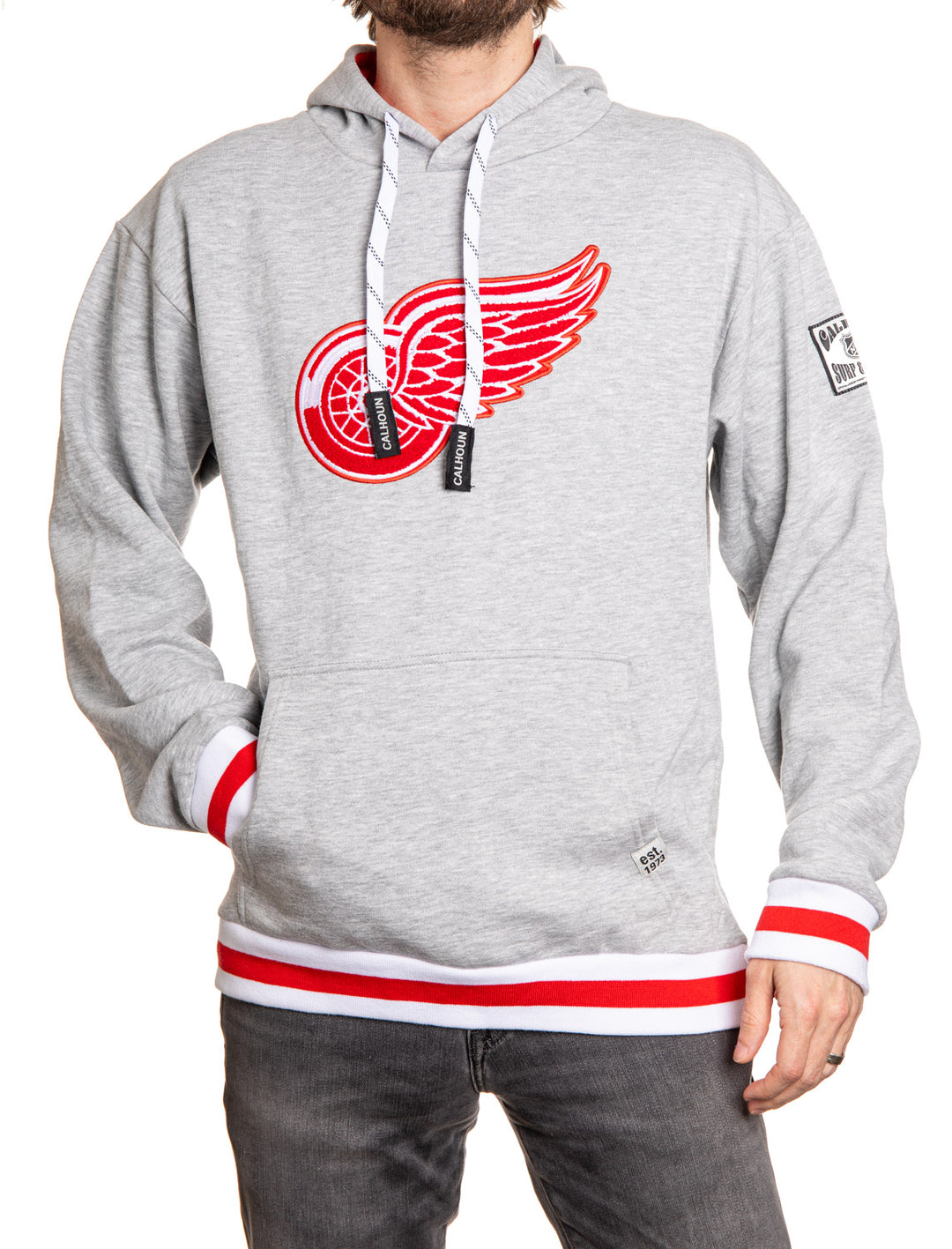 Vintage Mens Small Detroit Red Wings Old English D Hoodie Sweatshirt Black  NHL