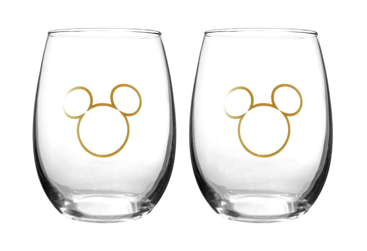 Disney Collectible Wine Glass Set-  90th Anniversary Limited Edition Mouse Ears