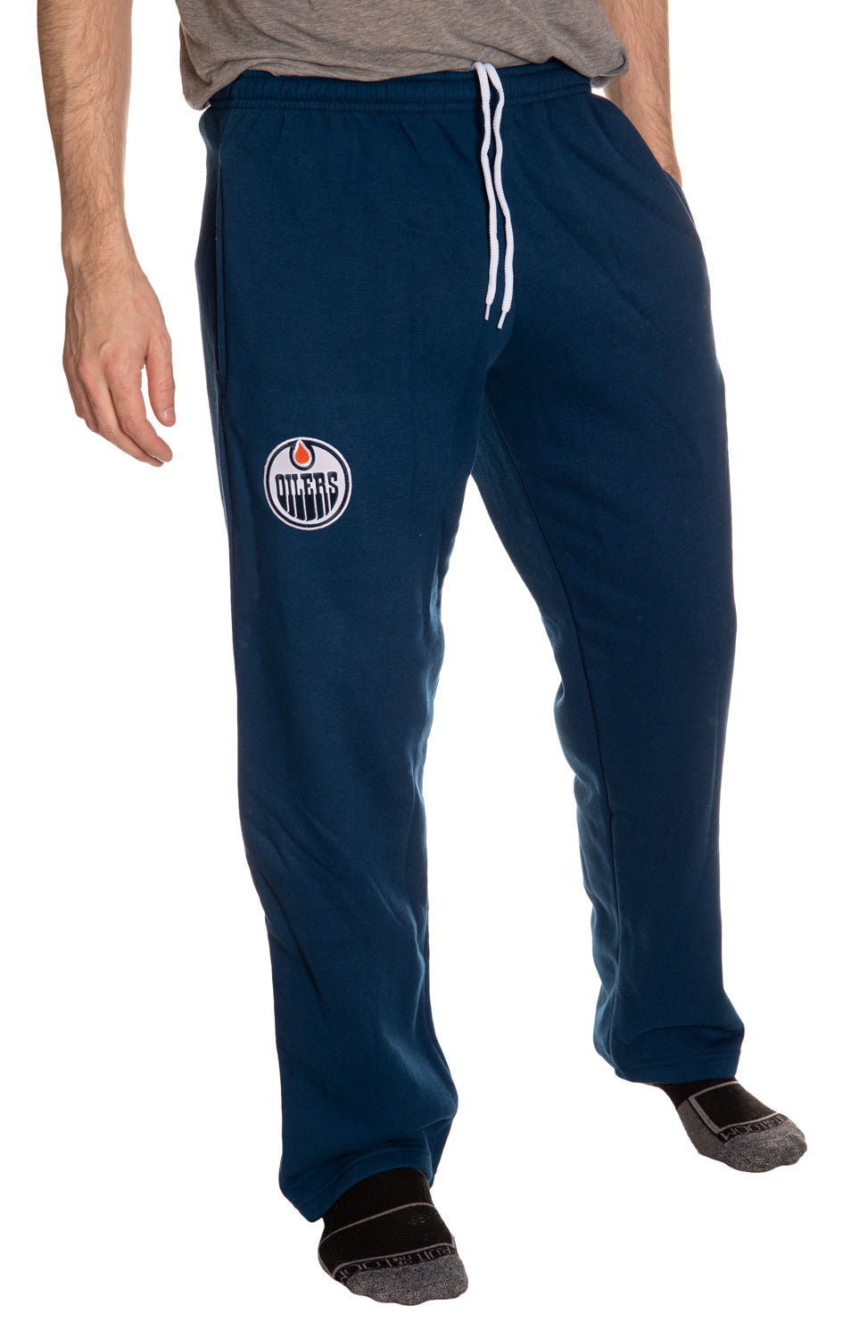 Edmonton Oilers Embroidered Logo Sweatpants Front View 