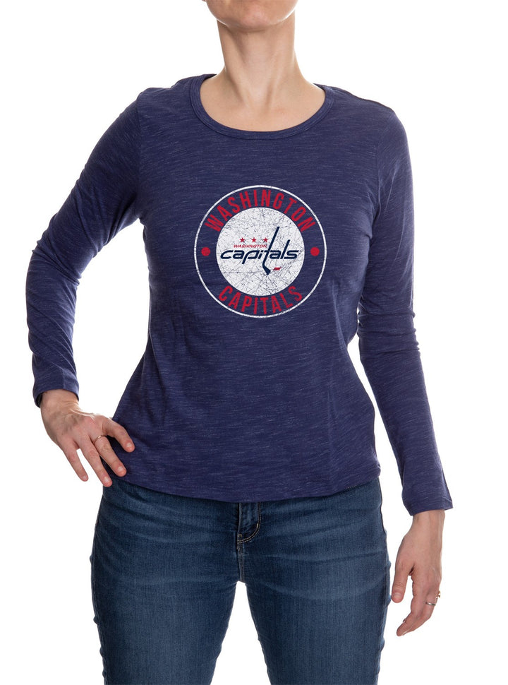 Washington Capitals Long Sleeve Shirt for Women in Blue Front View