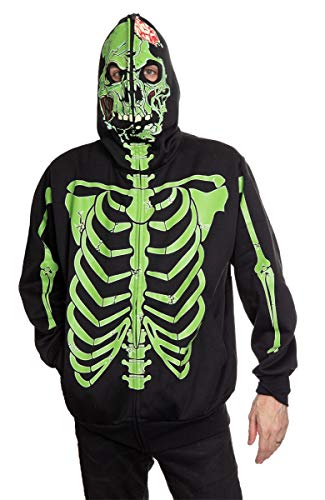 Glow in the Dark Zombie Skeleton Hoodie - Full Zip Hooded Costume