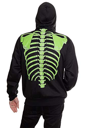 Glow in the Dark Zombie Skeleton Hoodie - Full Zip Hooded Costume
