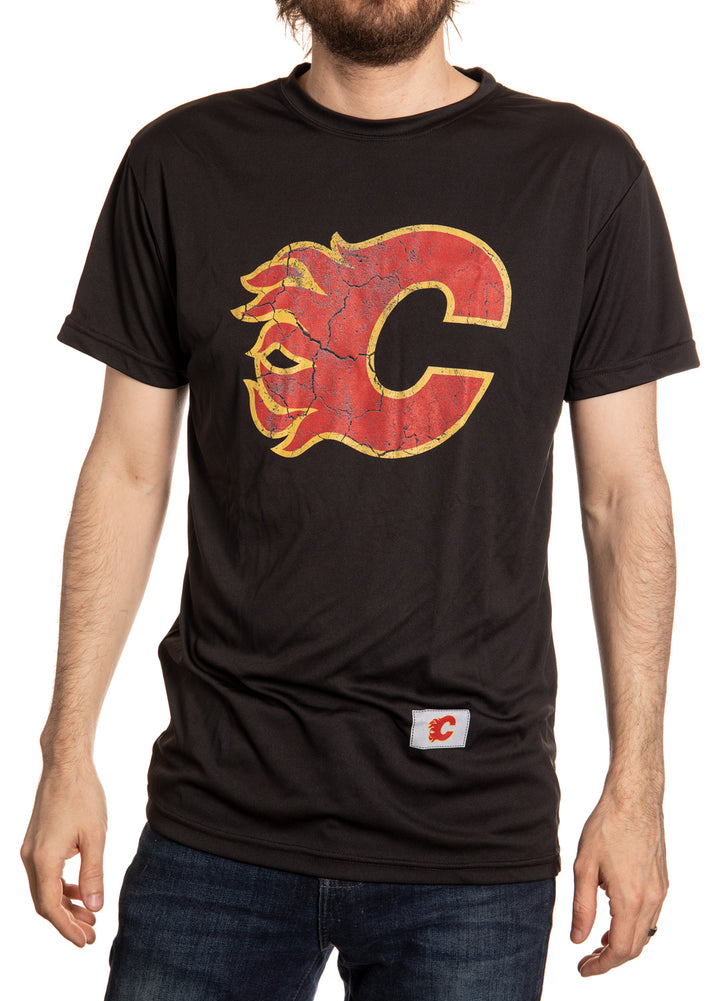 Calgary Flames Distressed Logo T-Shirt Front VIew