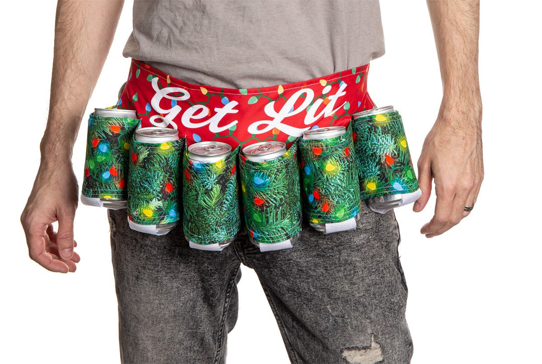 Get Lit Beer Belt. Christmas Lights Design.
