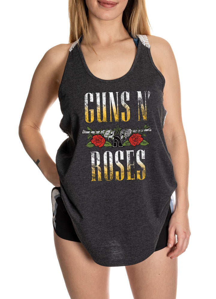 Guns N Roses Ladies Lace Tank Top Gradient Logo Front View