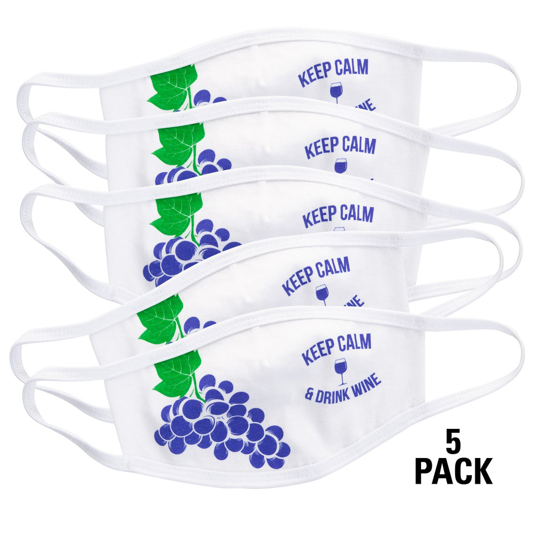 Keep Calm and Drink Wine Face Mask - 5 Pack