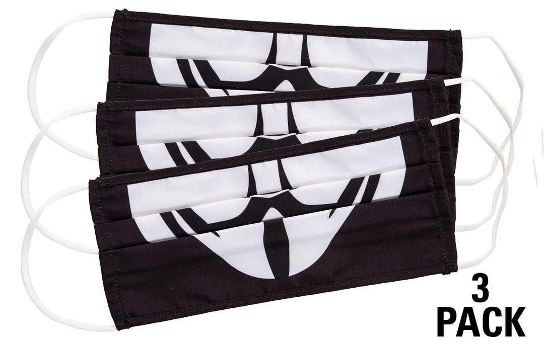 Guy Fawkes Face Mask, 3 Pack.