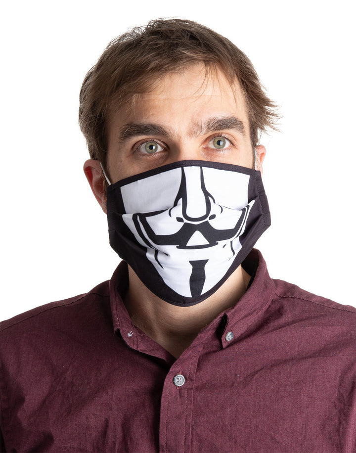 Guy Fawkes Pleated Face Mask, Modeled.