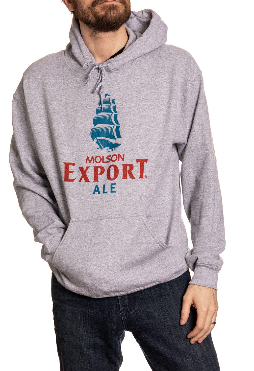 Molson Export Classic Logo Hoodie in Grey Front VIew