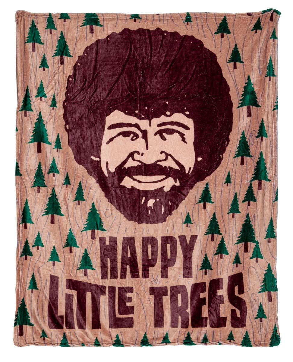 Bob Ross Happy Little Trees Lightweight Throw Blanket
