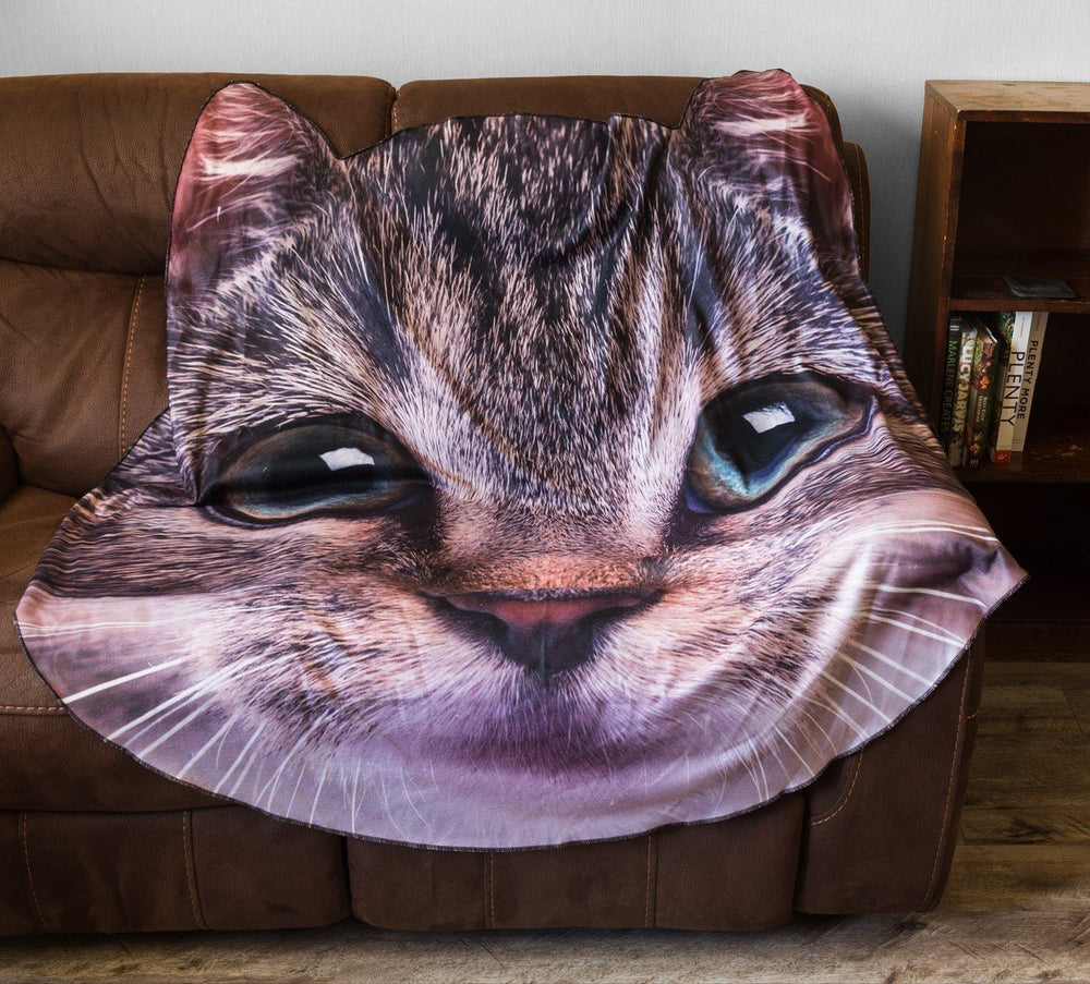 Realistic Tabby Cat Blanket, Lifelike Throw.