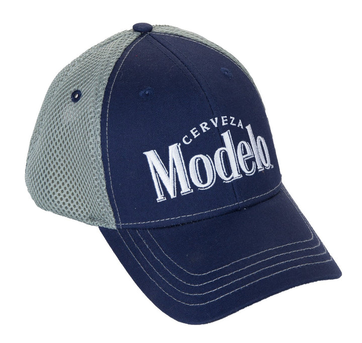 Mens Cerveza Modelo Mesh Back Trucker Hat Front With Logo