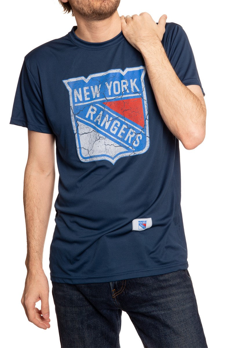Distressed Logo T-Shirt in Blue New York Rangers.