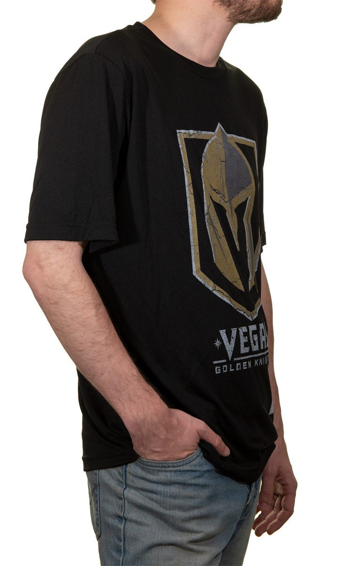 NHL Mens Loose Fit Performance Rashguard Wicking Short Sleeve Shirt- Vegas Golden Knights Side