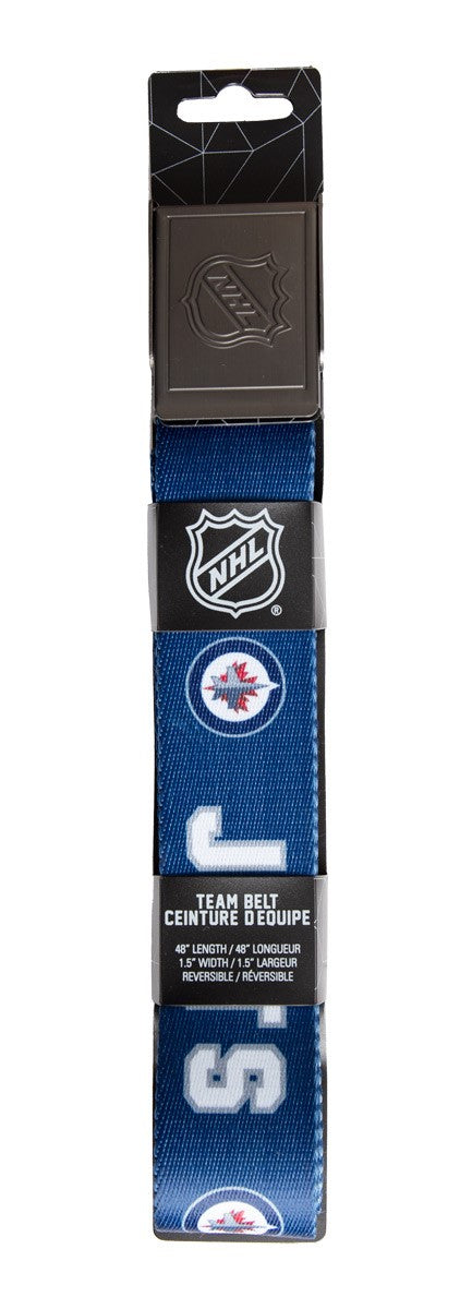 NHL Mens Woven Adjustable Team Logo Belt- Winnipeg Jets Belt In Package
