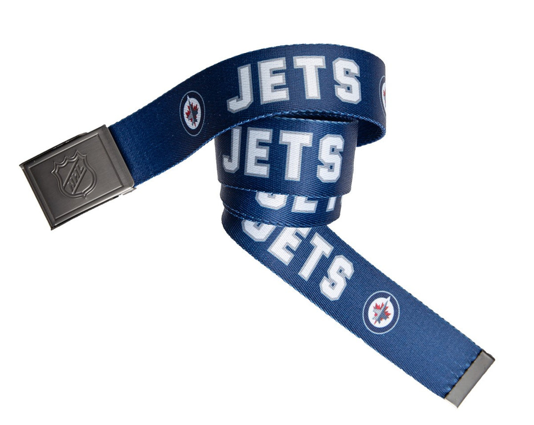 NHL Mens Woven Adjustable Team Logo Belt- Winnipeg Jets Swatch
