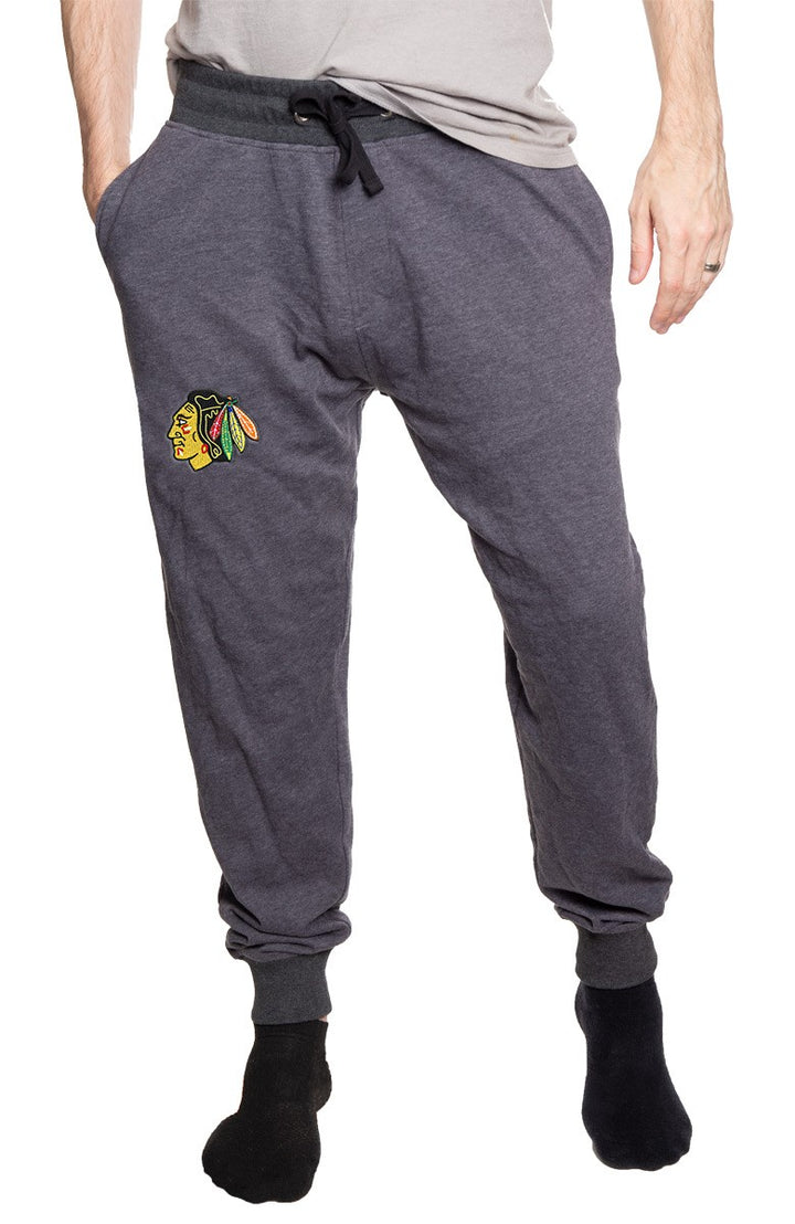 Chicago Blackhawks French Terry Jogger Pants, front view.