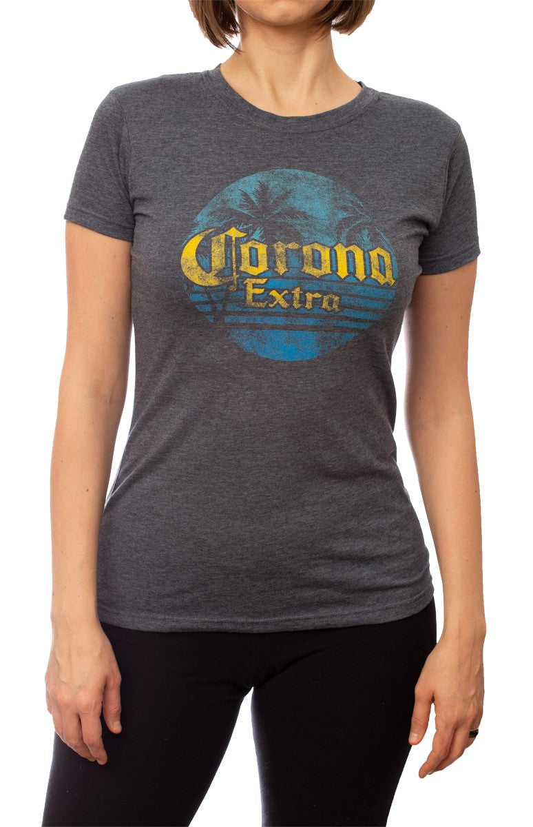 Ladies Corona Extra T-Shirt- Charcoal Front Distressed Logo