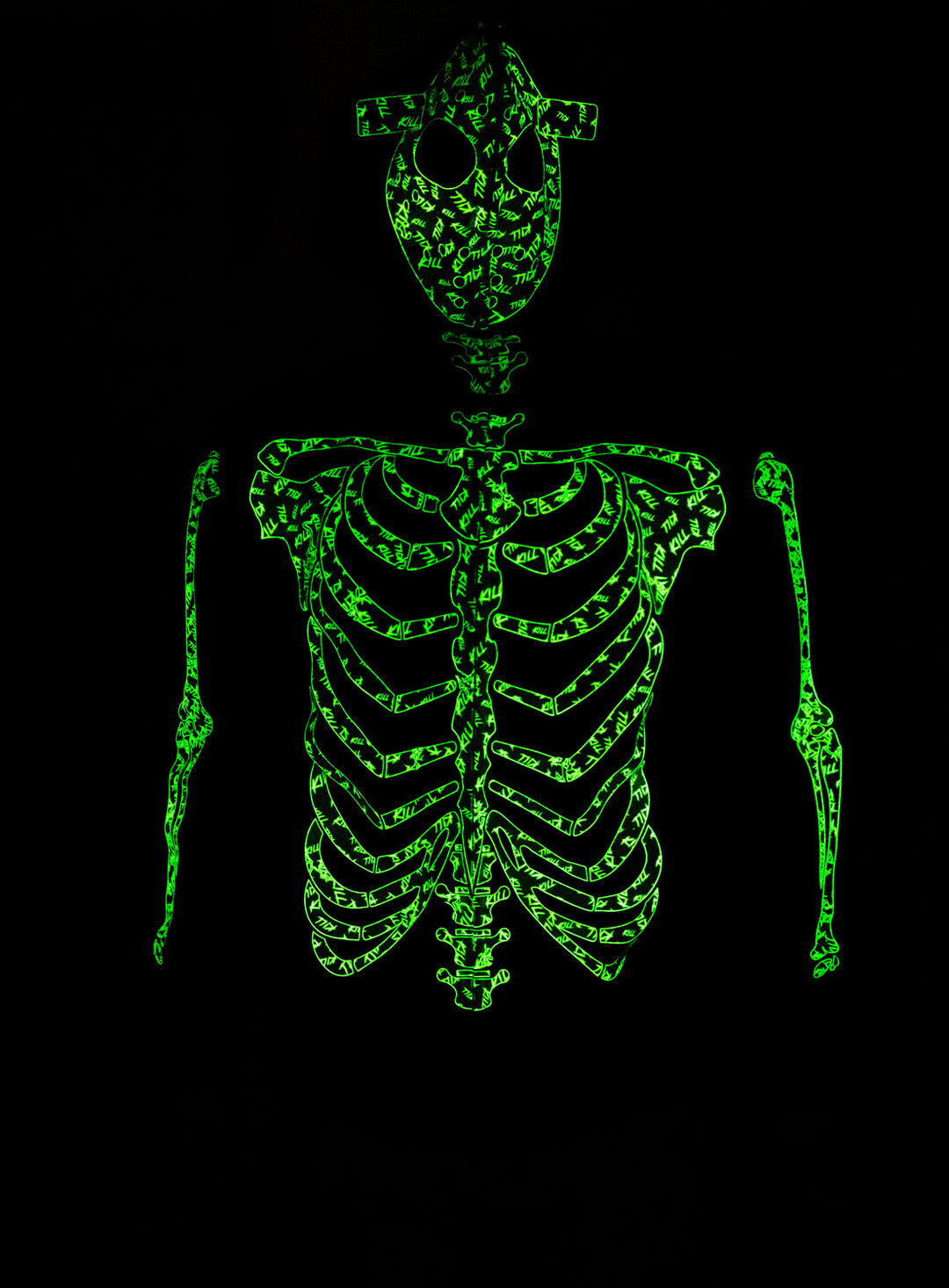 Glow in the Dark Hockey Mask Skeleton Hoodie - Full Zip Hooded Costume