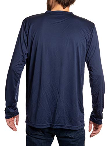 New York Rangers loose fit long sleeve rashguard in blue, back view.