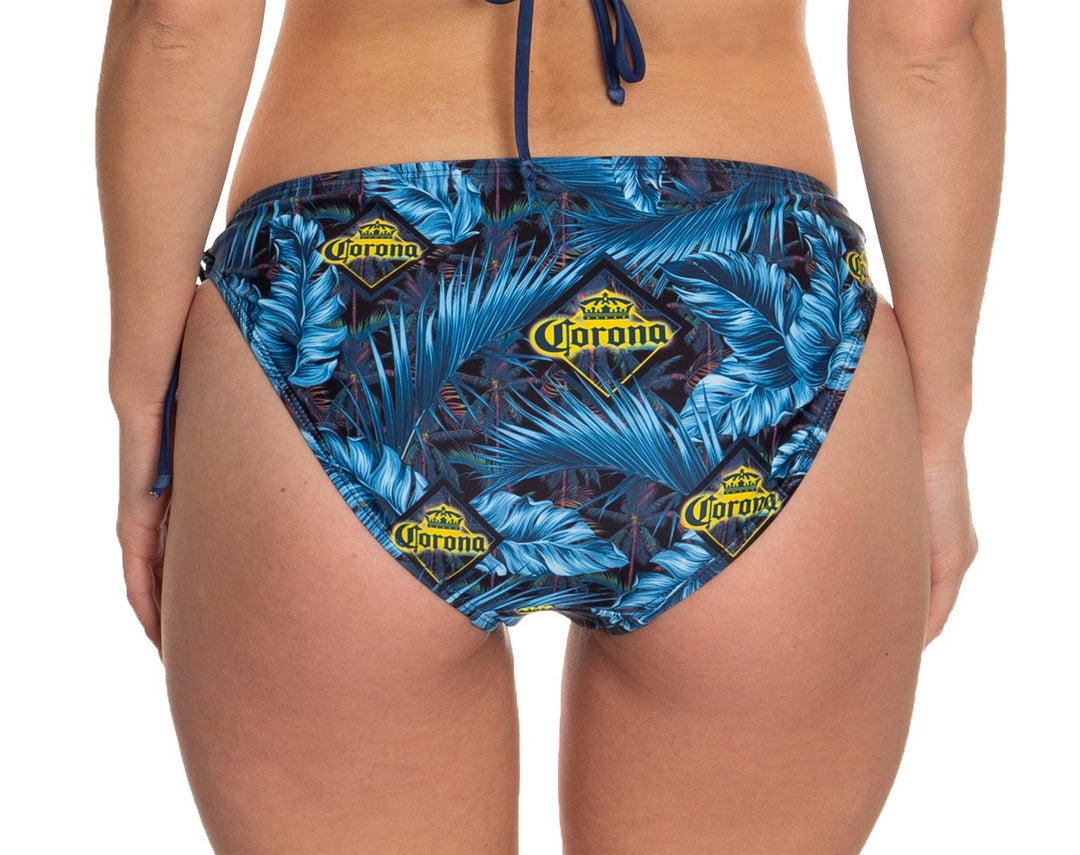 Ladies Corona Bikini- Dark Palm Print String Bikini Bottom Back