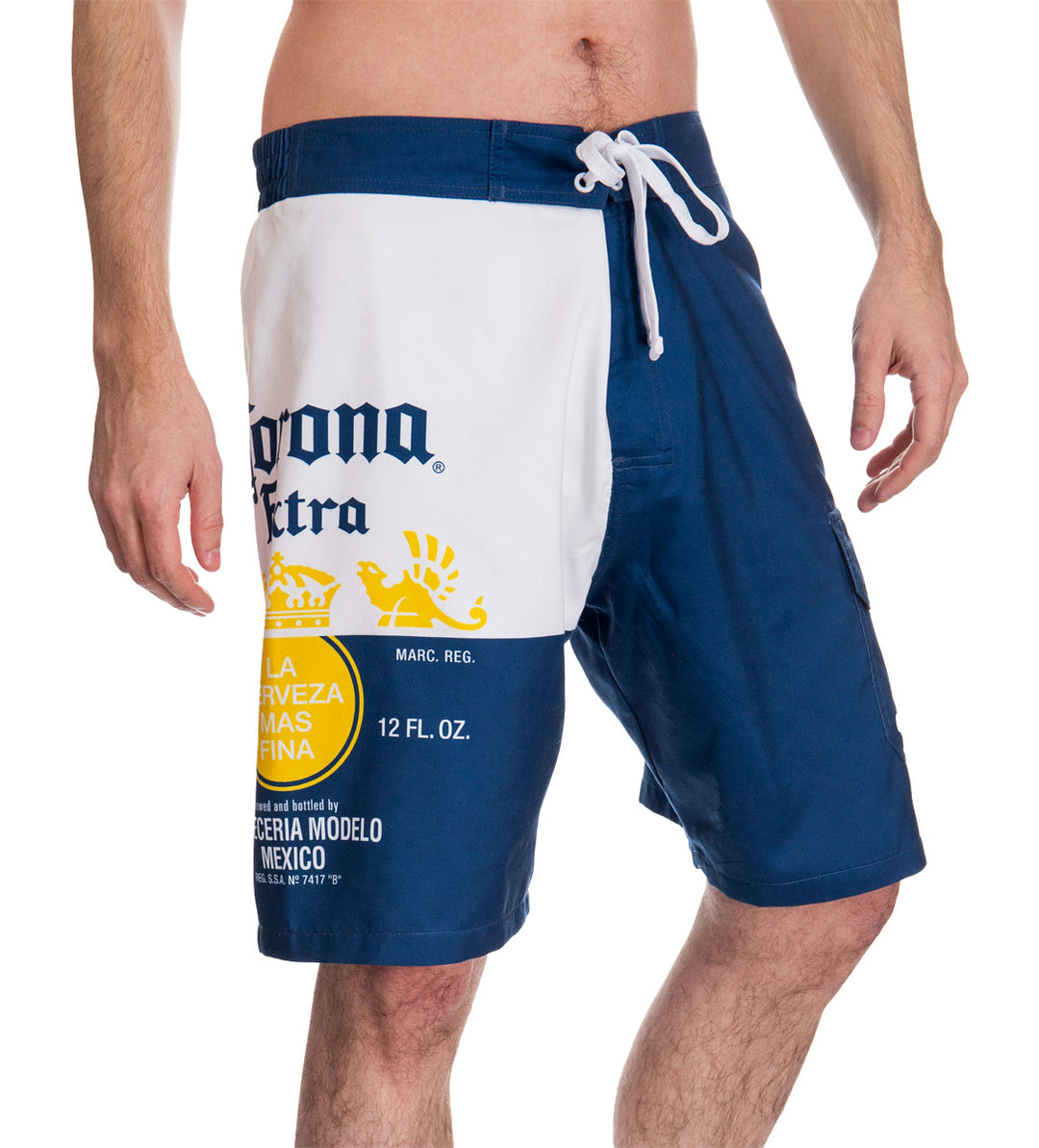 Mens Corona Bottle Label Boardshort - Front View