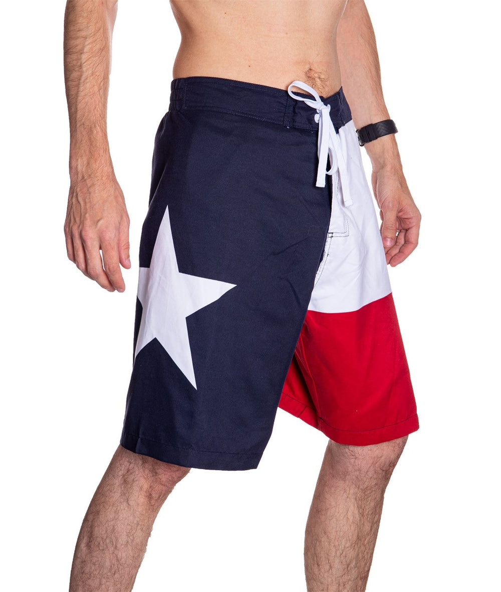 Men's Lone Star State Flag Boardshorts Side With Star Photo