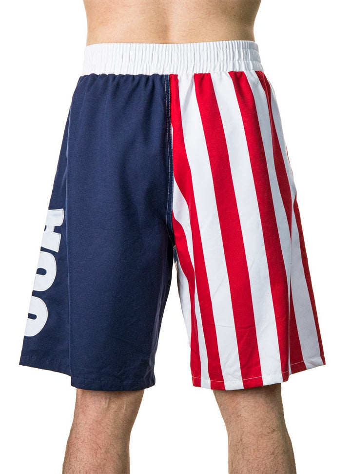 Men's Americana USA Flag Fourth of July Swim Board Shorts Front