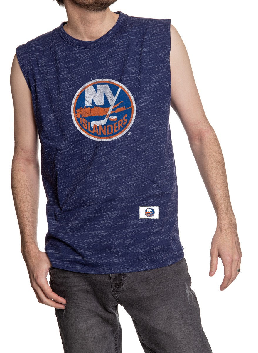 New York Islanders Logo Sleeveless Shirt for Men – Crew Neck Space Dyed