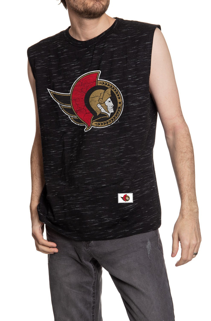 Ottawa Senators Logo Sleeveless Shirt for Men – Crew Neck Space Dyed