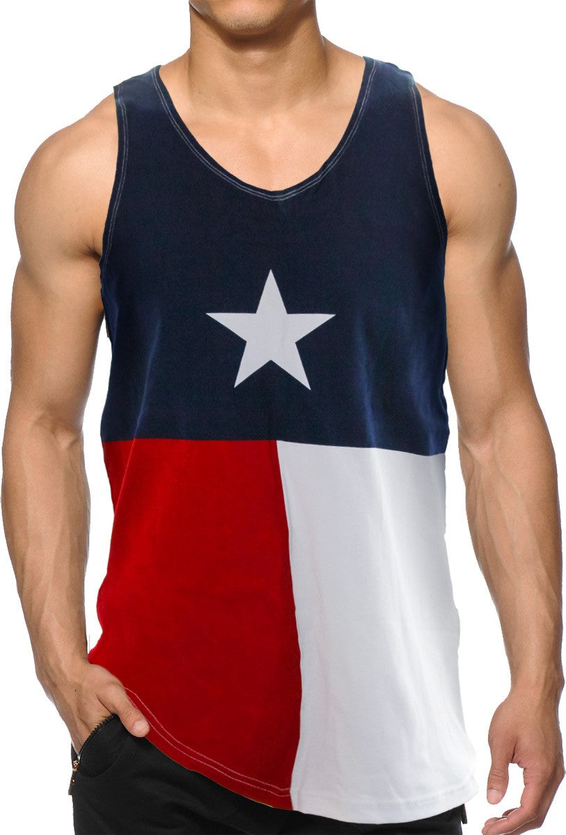 Men's Texas Flag Tank Top Red White Blue Star