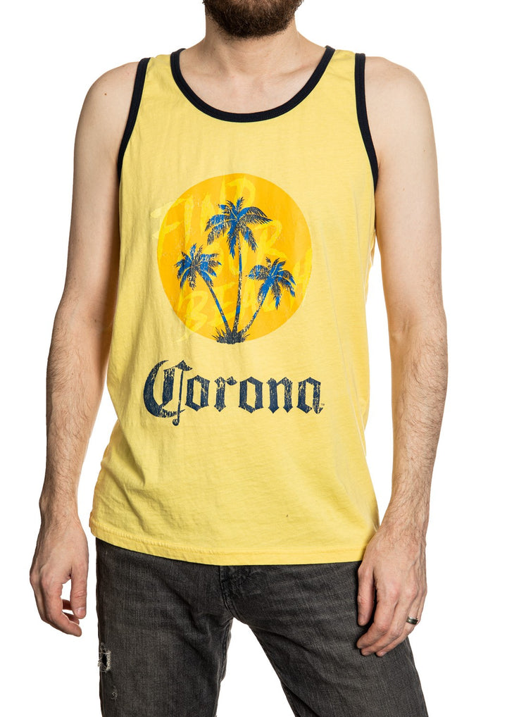 Corona Find Your Beach Palm Tree Tank Top Front View
